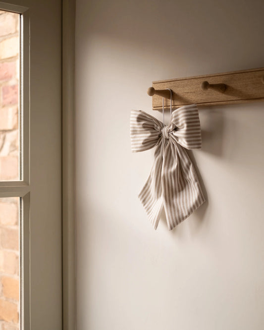 Stripe Hanging Bow - Beige & White