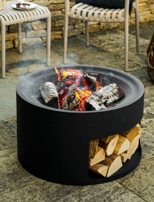 Sarsden Steel Round Fire Pit & Log Store