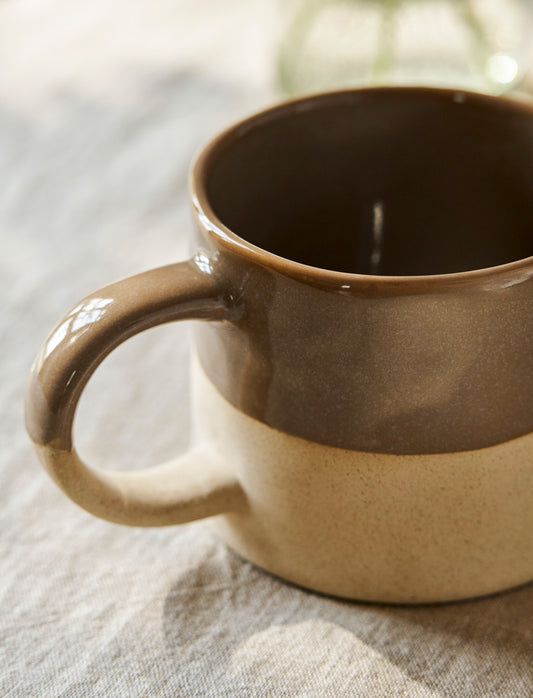 Bladon Half Glazed Mugs - Truffle (Set of 2)