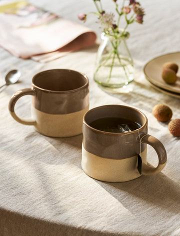 Bladon Half Glazed Mugs - Truffle (Set of 2)