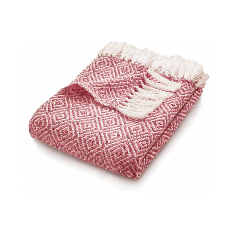 Woven Diamond Throw Coral Pink