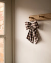 Gingham Hanging Bow - Cream & Brown