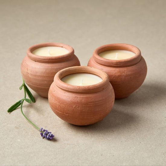 Handmade Terracotta Candles Karan Box of 3