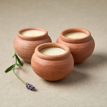 Handmade Terracotta Candles Karan Box of 3