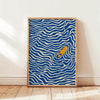 Lone Surfer – Blue Wave Retro Wall Art