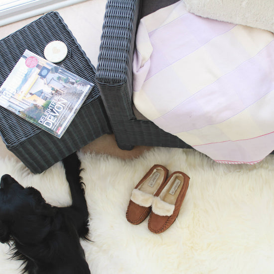 Natural sheepskin rug detail