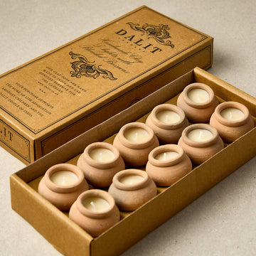 Handmade Terracotta Beeswax Tea Light Candles Box of 10
