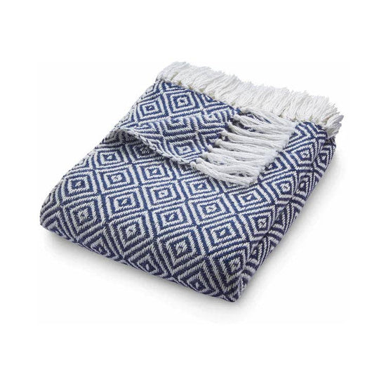 Woven diamond throw navy detail