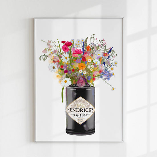 Hendricks Gin and Colourful Wildflowers Art Print