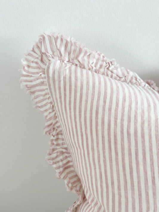 Pink stripe cushion detail
