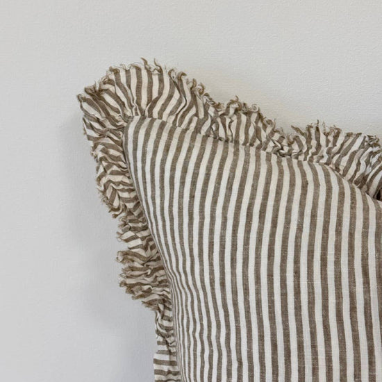 Olive stripe cushion detail