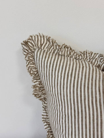 Olive stripe cushion detail