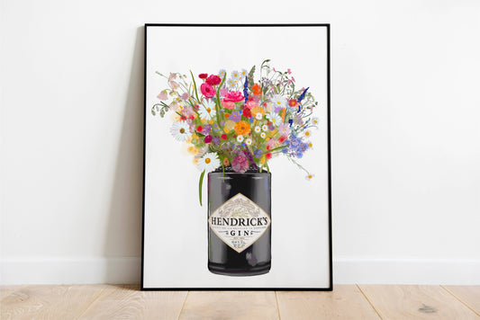 Gin and wildflowers print detail