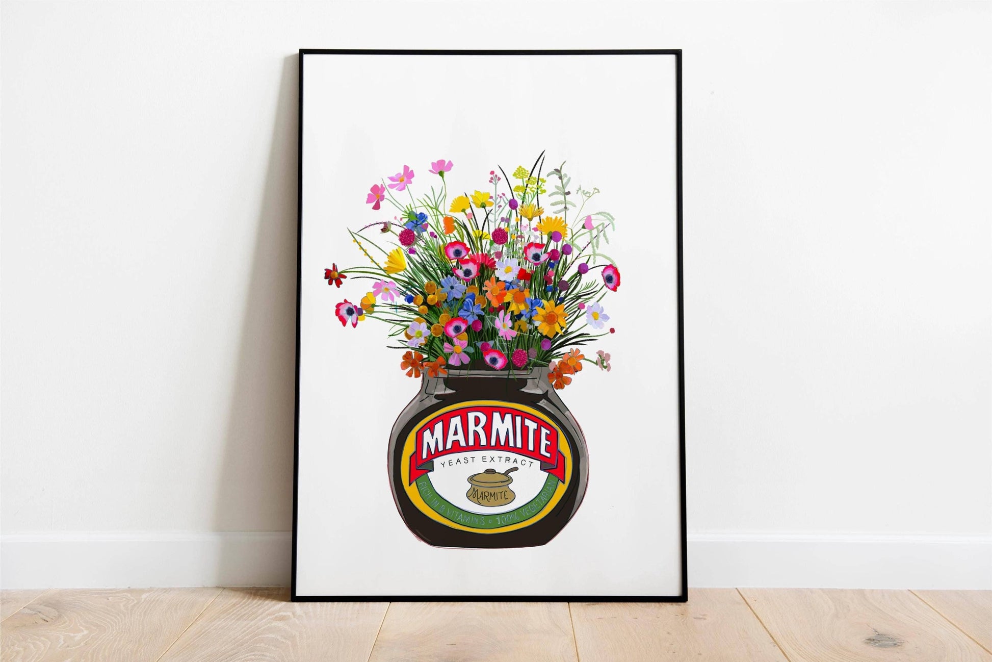 Marmite with Colourful Wildflowers Kitchen Art Print