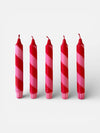 Candy Cane Stripe Dinner Candles Red and Pink