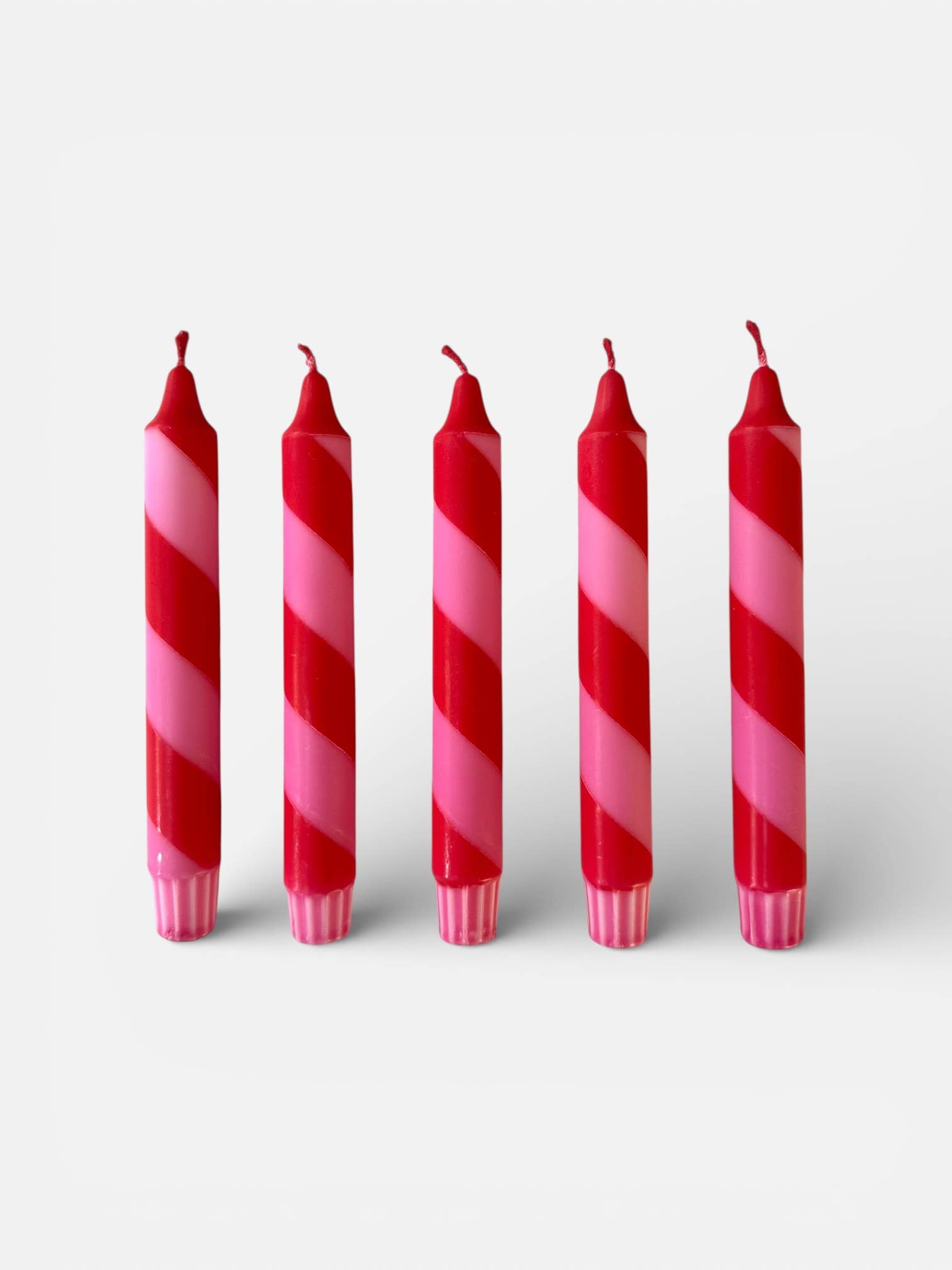 Candy Cane Stripe Dinner Candles Red and Pink